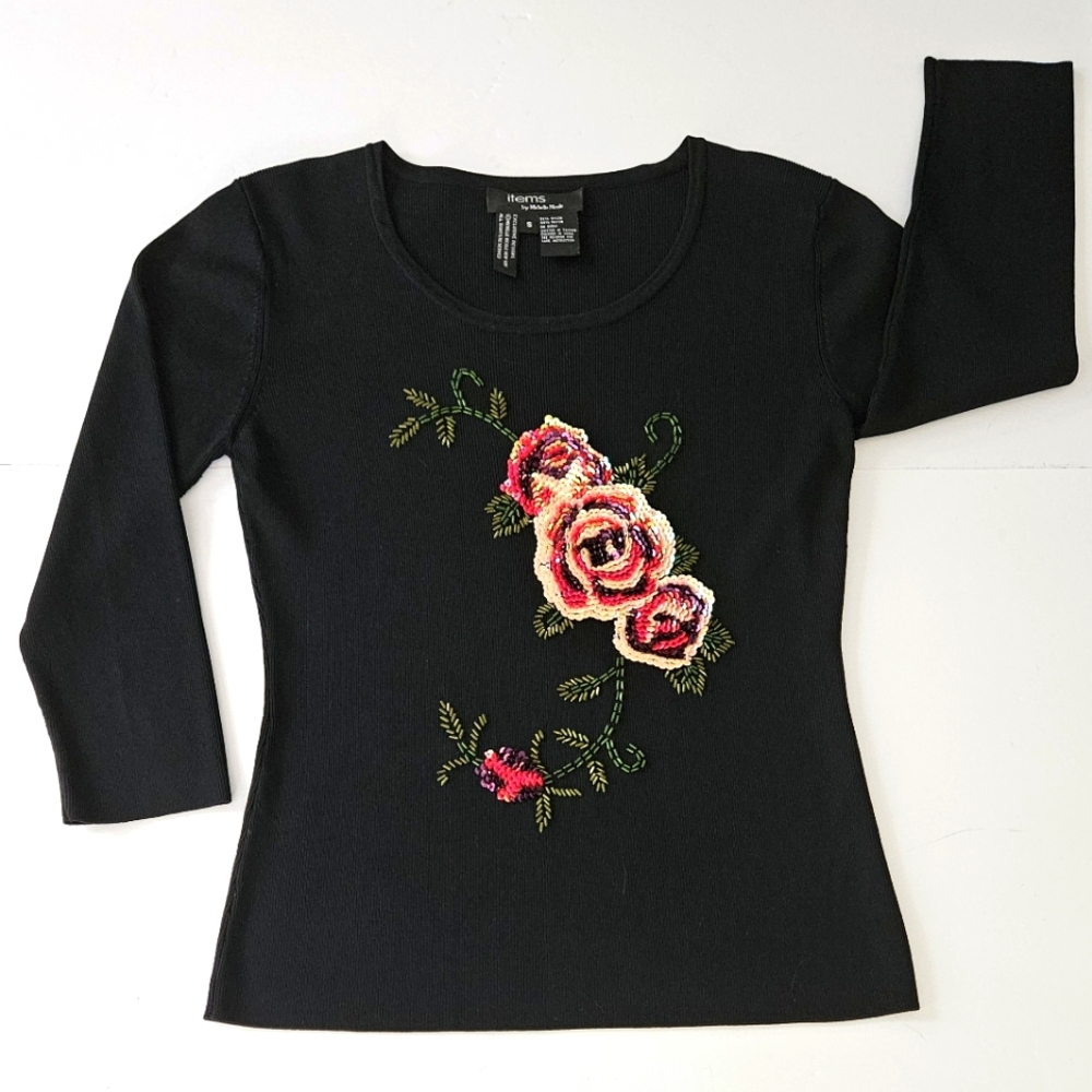 Item By Michelle Nicole Womens Black Small W/Pink Sequins Gree…